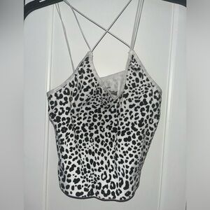 No Boundaries black and white cheetah print crop top